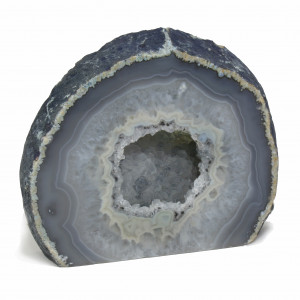 Agate Cut Base slice, Natural blue/grey with Crystal Centre  ~10cm