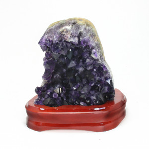 Amethyst Cluster on Wood, polished ~ 16cm