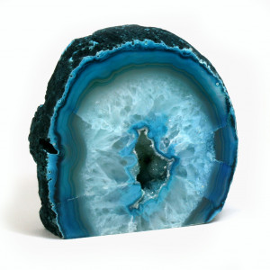 Agate Cut Base slice,  Turquoise with Crystal centre ~8cm