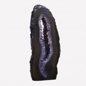 Agate Cut Base slice,  Purple with Crystal centre ~14cm