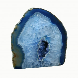Agate Cut Base slice, Blue with crystal centre ~11cm