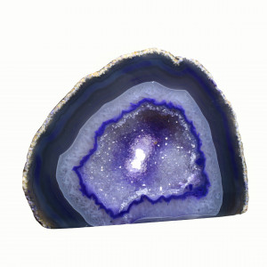 Agate Cut Base slice, Pink with crystal centre ~12cm