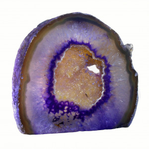 Agate Cut Base slice,  Purple with Crystal centre ~15cm