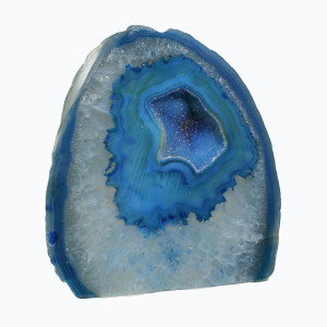 Agate Cut Base slice, Blue with Crystal centre ~13cm