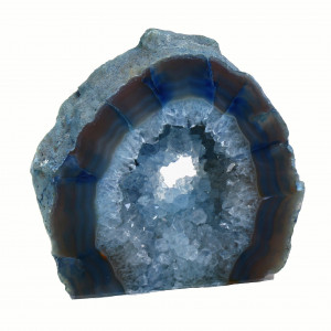Agate Cut Base slice, Blue with Crystal centre ~11cm