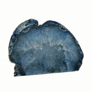 Agate Cut Base slice, Blue with Crystal centre ~12cm
