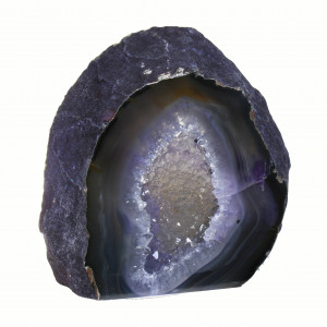 Agate Cut Base slice, Purple with Crystal centre ~9cm