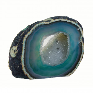 Agate Cut Base slice, Turquoise with Crystal centre ~11cm