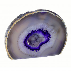 Agate Cut Base slice, Purple with Crystal centre ~13cm