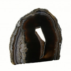 Agate Cut Base slice, Brown with Crystal centre ~12cm