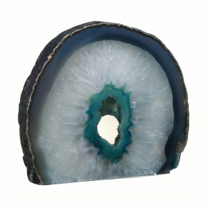 Agate Cut Base slice, Turquoise with Crystal centre ~12cm