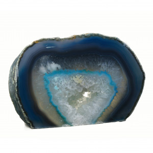 Agate Cut Base slice, Turquoise with Crystal centre ~13cm