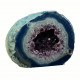 Agate Cut Base slice, Blue with Crystal centre ~12cm