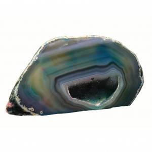 Agate Cut Base slice,  Turquoise with Crystal centre ~15cm