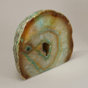 Agate Cut Base slice, turquoise with Crystal Centre  ~9cm