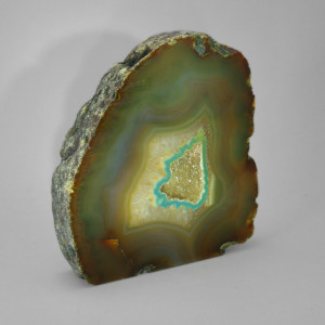 Agate Cut Base slice, natural with Crystal Centre  ~13cm