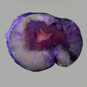 AgateThick Slice, Purple with Crystal Centre  ~16cm