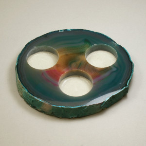Agate Tea Light, 3 hole, Turquoise~ length 15cm.