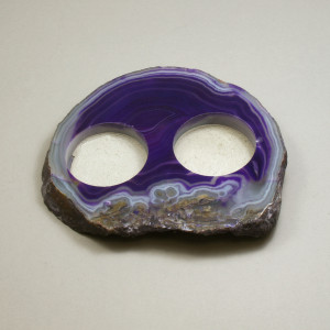 Agate Tea Light, 2 hole, Purple ~ length 12cm.