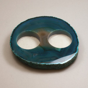 Agate Tea Light, 2 hole, Turquoise ~ length 12cm.