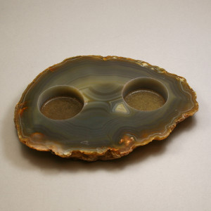Agate Tea Light, 2 hole, Natural ~ length 16cm.