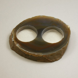 Agate Tea Light, 2 hole, Natural ~ length 12cm.