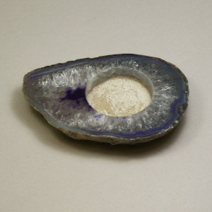 Agate Tea Light, 1 hole, Purple ~ length 10cm.