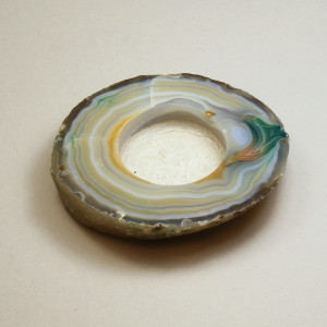 Agate Tea Light, 1 hole, Natural ~ length 9cm.