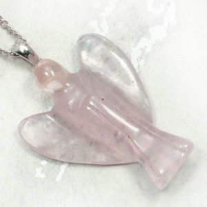 Angel Pendant, 30mm, Rose Quartz