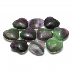 Hearts, Mini - Box of 12 - Rainbow Fluorite