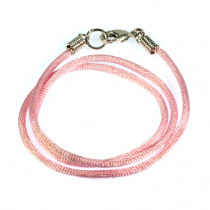 Necklace, Polyester Cord, Pink - 16"