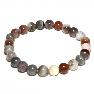 Round Bead Bracelet, Botswana Agate, 8mm