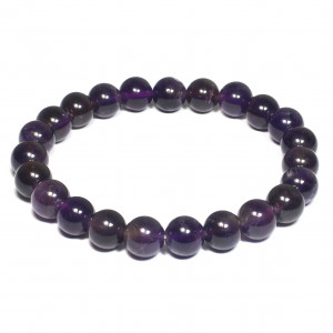 Round Bead Bracelet, Amethyst, 8mm