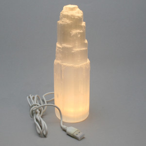 Selenite Lamp - Skyscraper, Small, USB LED