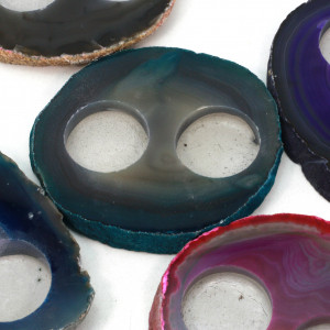Tealight, Agate Slice, 2 hole, Pack of 5