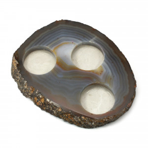 Tealight, Agate Slice, 3 hole, Natural