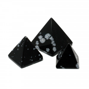 Pyramid, Obsidian - Snowflake, Small, ~30mm