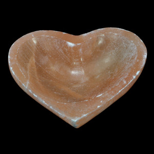 Gemstone Bowl, Heart, Peach Selenite, 8cm