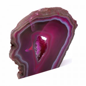 Agate Cut Base slice, pink with Crystal Centre  ~17cm