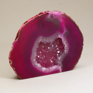 Agate Cut Base slice, Pink with Crystal Centre  ~14cm