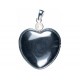 Pendant, Heart, Hematite, 2-stone