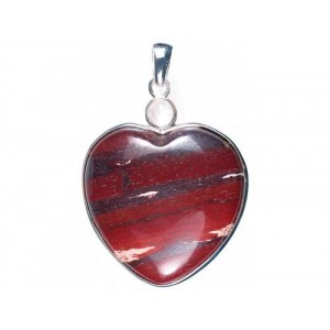Pendant, Heart, Red Jasper, 2-stone