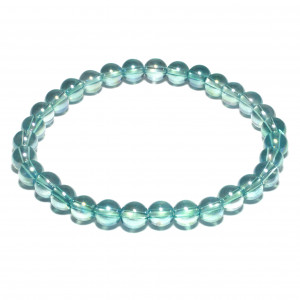 Round Bead Bracelet, Aqua Aura Quartz, 6mm
