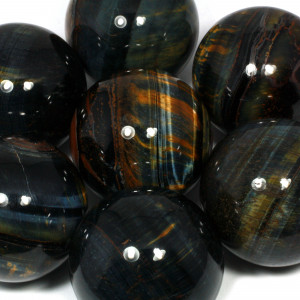 Sphere, Medium, Tiger Eye - Blue