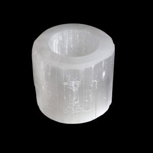 Tealight, Selenite, Round - White, Mini